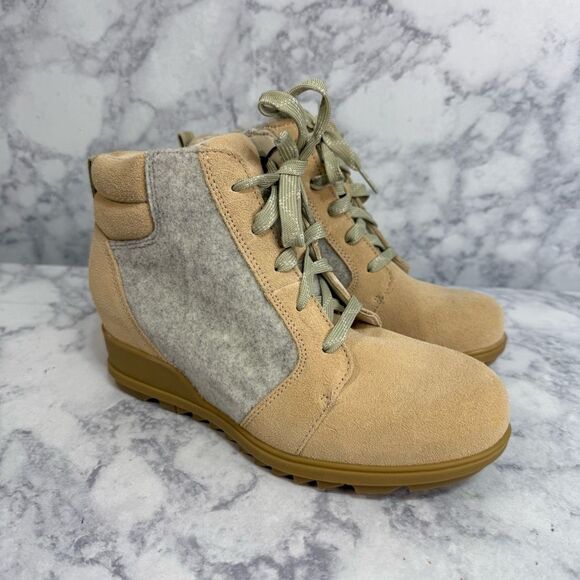 Sorel Women’s Boots sz 8.5 Wedge Ankle Suede Evie Lace Up NEW #K948 - Picture 2 of 8